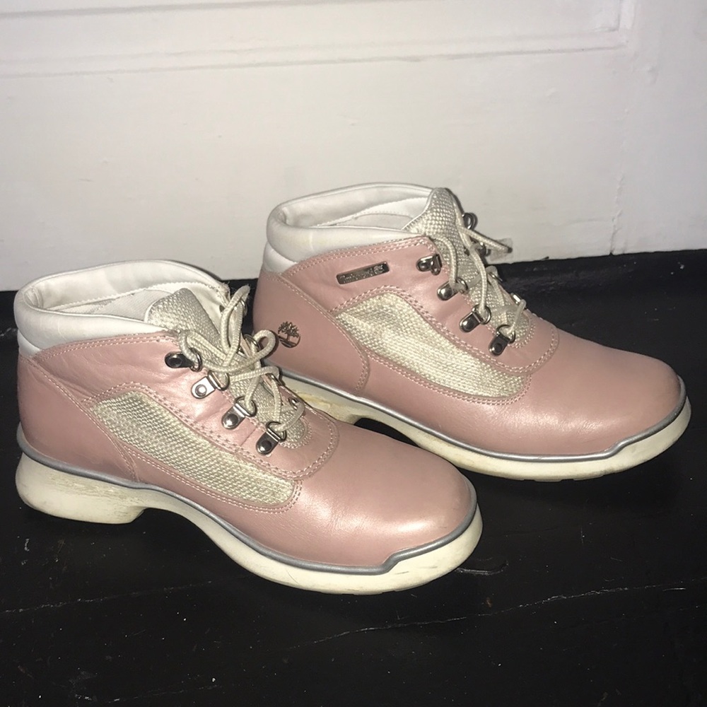 Baby Pink Leather Timberlands Size 7
